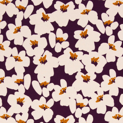 Modal French Terry - Blumen - dunkles Violett