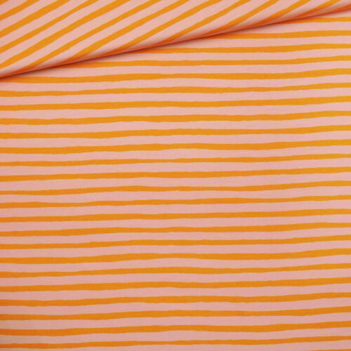 French Terry - Pink & Orange Stripes