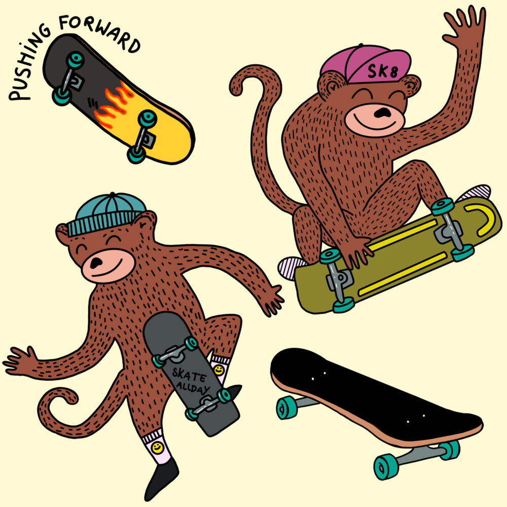 King Kids Designs - Skater-Monkey gelb
