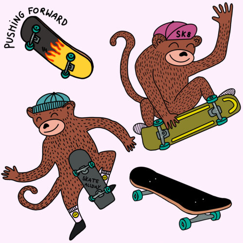King Kids Designs - Skater-Monkey rosa
